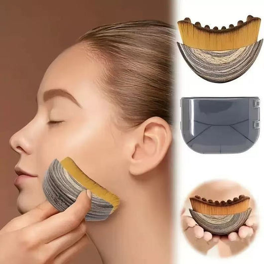 OPTISTASIS Lymphatic Sculpt Brush applying a facial serum evenly